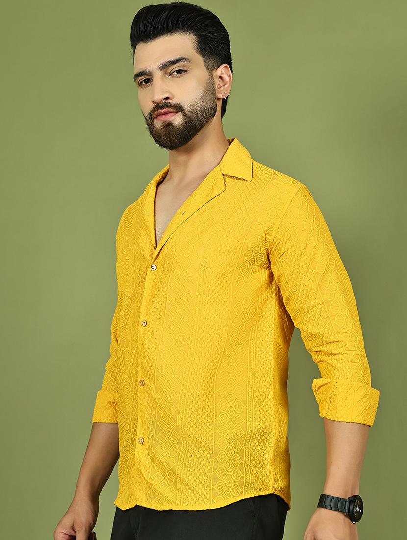 men self design long sleeve regular fit casual shirt - 21977588 - Standard Image - 4
