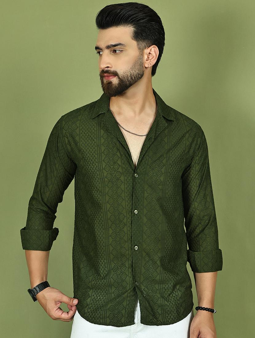 men self design long sleeve regular fit casual shirt - 21977589 - Standard Image - 1