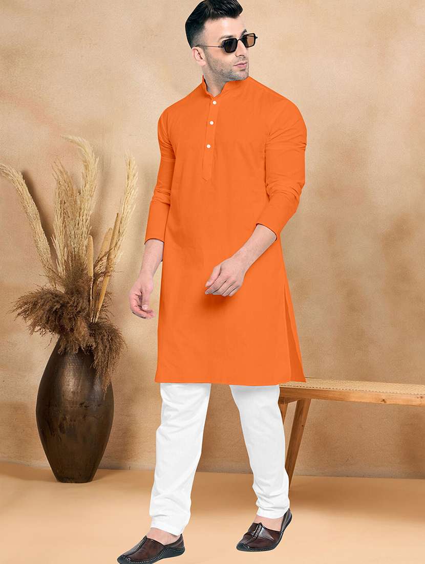 men pack of 2 solid mandarin neck kurta pyjama set - 21977598 -  Standard Image - 1