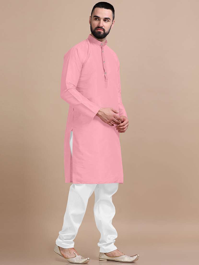 men pack of 2 solid mandarin neck kurta pyjama set - 21977604 -  Standard Image - 1