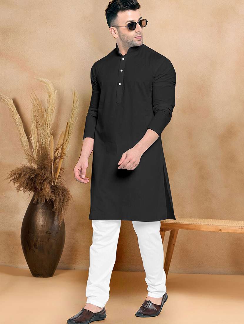 men pack of 2 solid mandarin neck kurta pyjama set - 21977605 -  Standard Image - 1