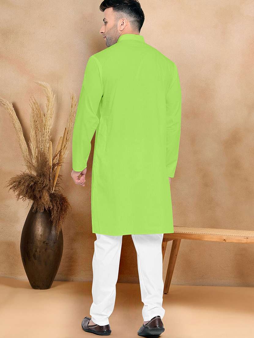 men pack of 2 solid mandarin neck kurta pyjama set - 21977605 -  Standard Image - 4
