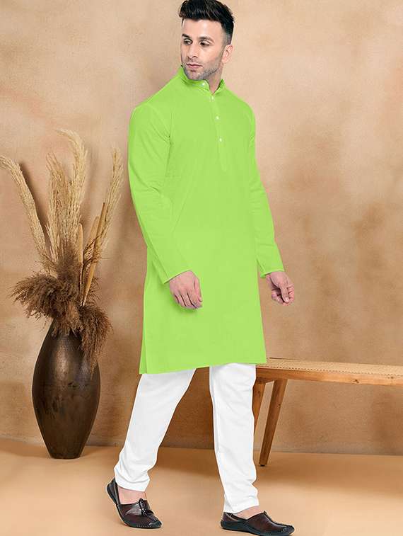 men pack of 2 solid mandarin neck kurta pyjama ethnic wear set - 21977609 -  Standard Image - 1