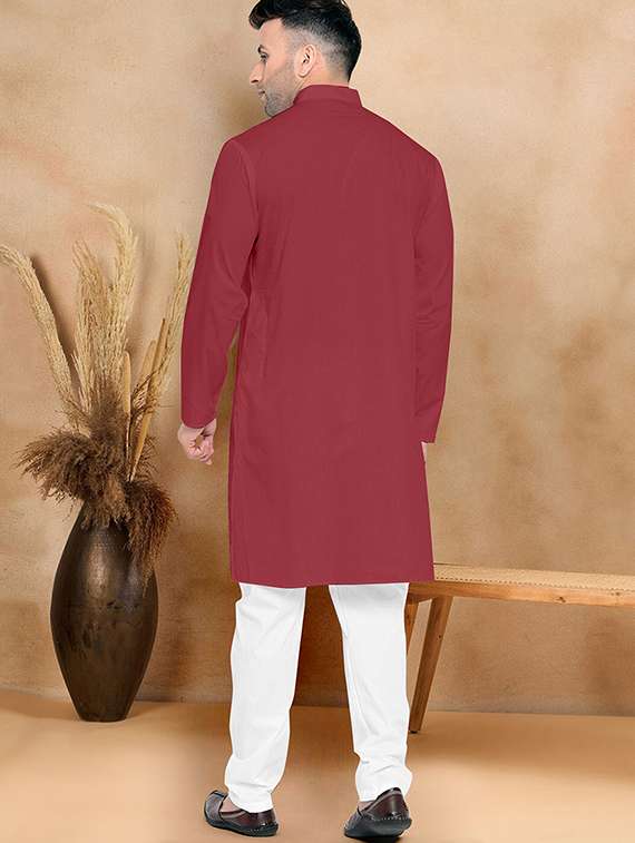 men pack of 2 solid mandarin neck kurta pyjama ethnic wear set - 21977609 -  Standard Image - 4
