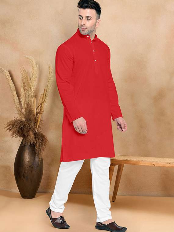 men pack of 2 solid mandarin neck kurta pyjama ethnic wear set - 21977616 -  Standard Image - 1