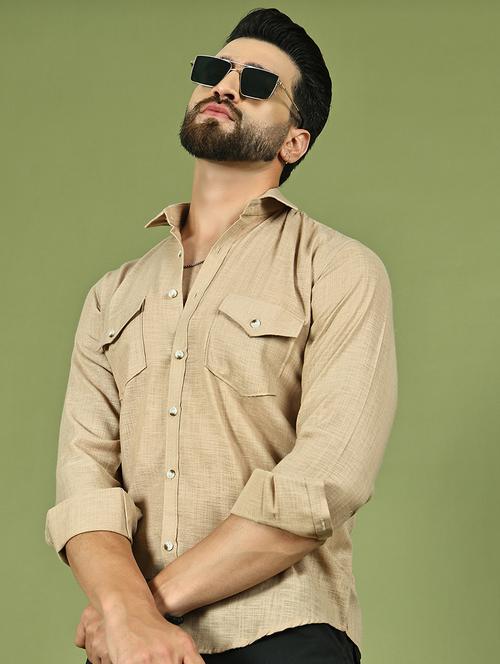 men solid long sleeve regular fit casual shirt - 21977622 -  Standard Image - 0