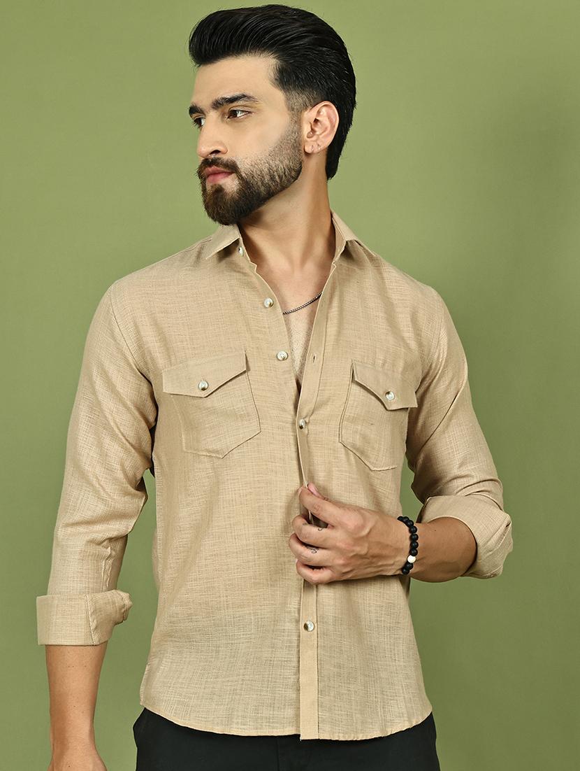 men solid long sleeve regular fit casual shirt - 21977622 -  Standard Image - 1