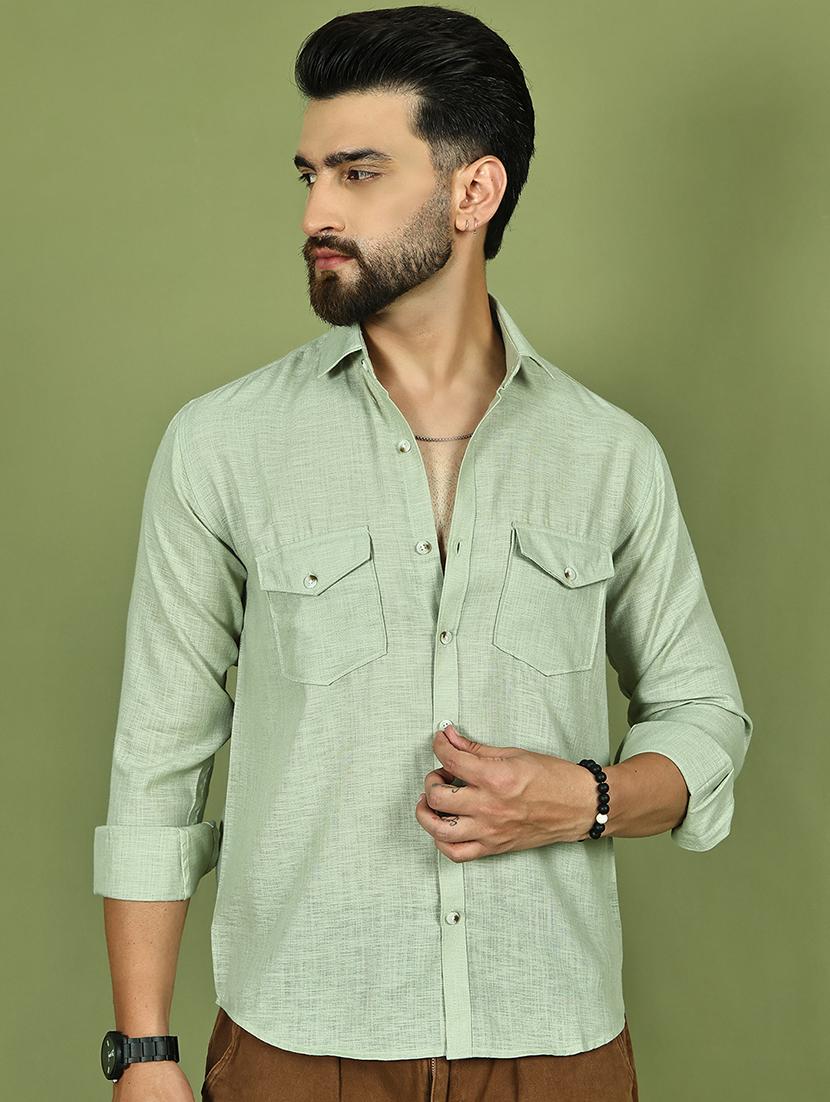 men solid long sleeve regular fit casual shirt - 21977623 -  Standard Image - 1