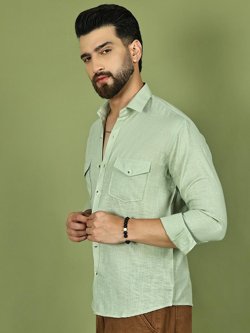 men solid long sleeve regular fit casual shirt - 21977623 - Standard Image - 4