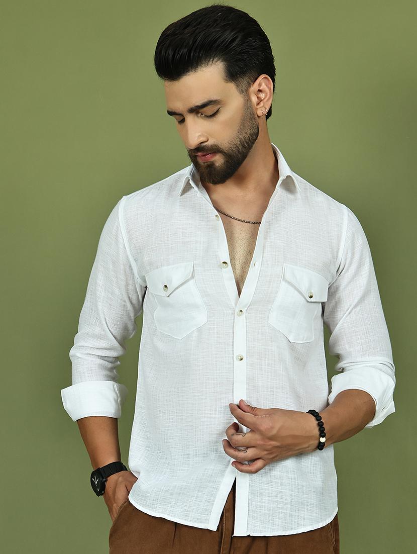 men solid long sleeve regular fit casual shirt - 21977624 - Standard Image - 1