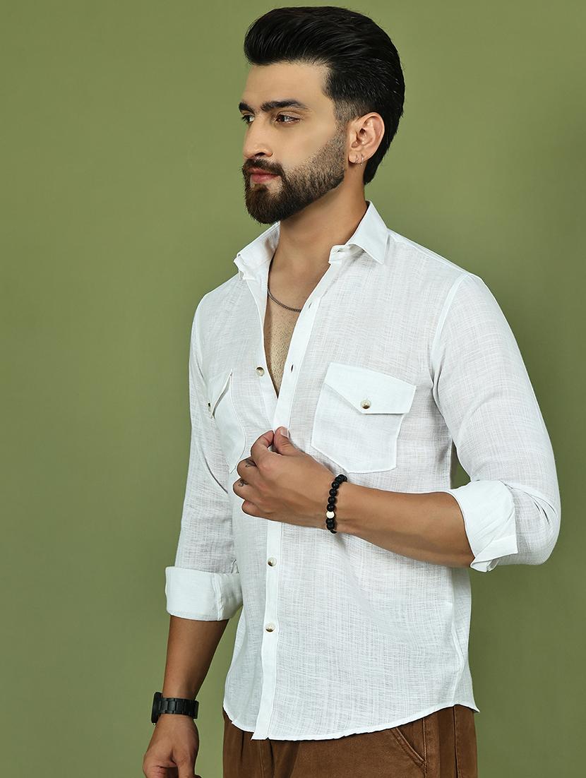 men solid long sleeve regular fit casual shirt - 21977624 - Standard Image - 4