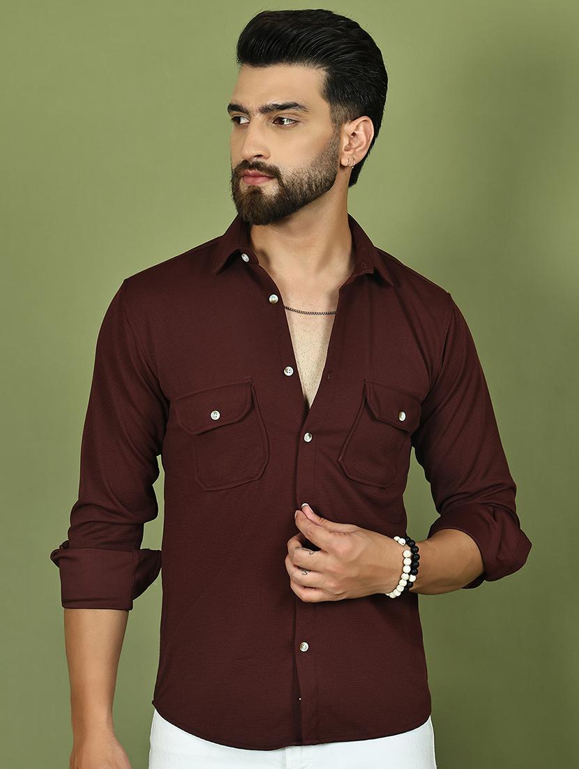 men solid long sleeve regular fit casual shirt - 21977625 - Standard Image - 1