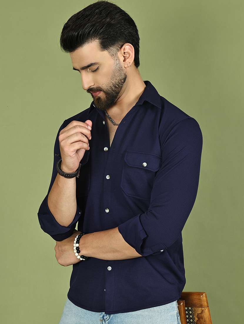 men solid long sleeve regular fit casual shirt - 21977626 -  Standard Image - 1