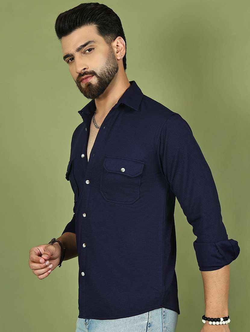 men solid long sleeve regular fit casual shirt - 21977626 -  Standard Image - 4