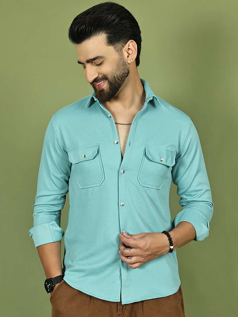 men solid long sleeve regular fit casual shirt - 21977627 -  Standard Image - 1