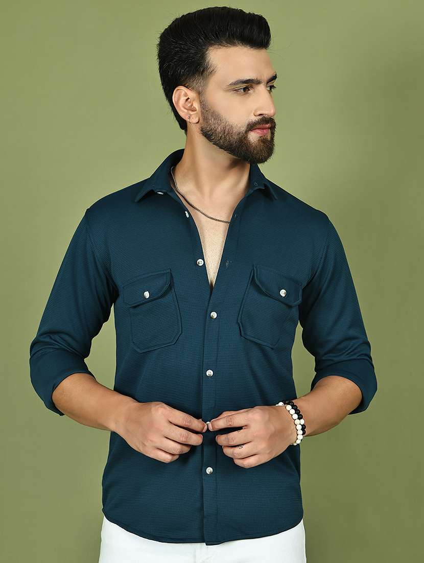 men solid long sleeve regular fit casual shirt