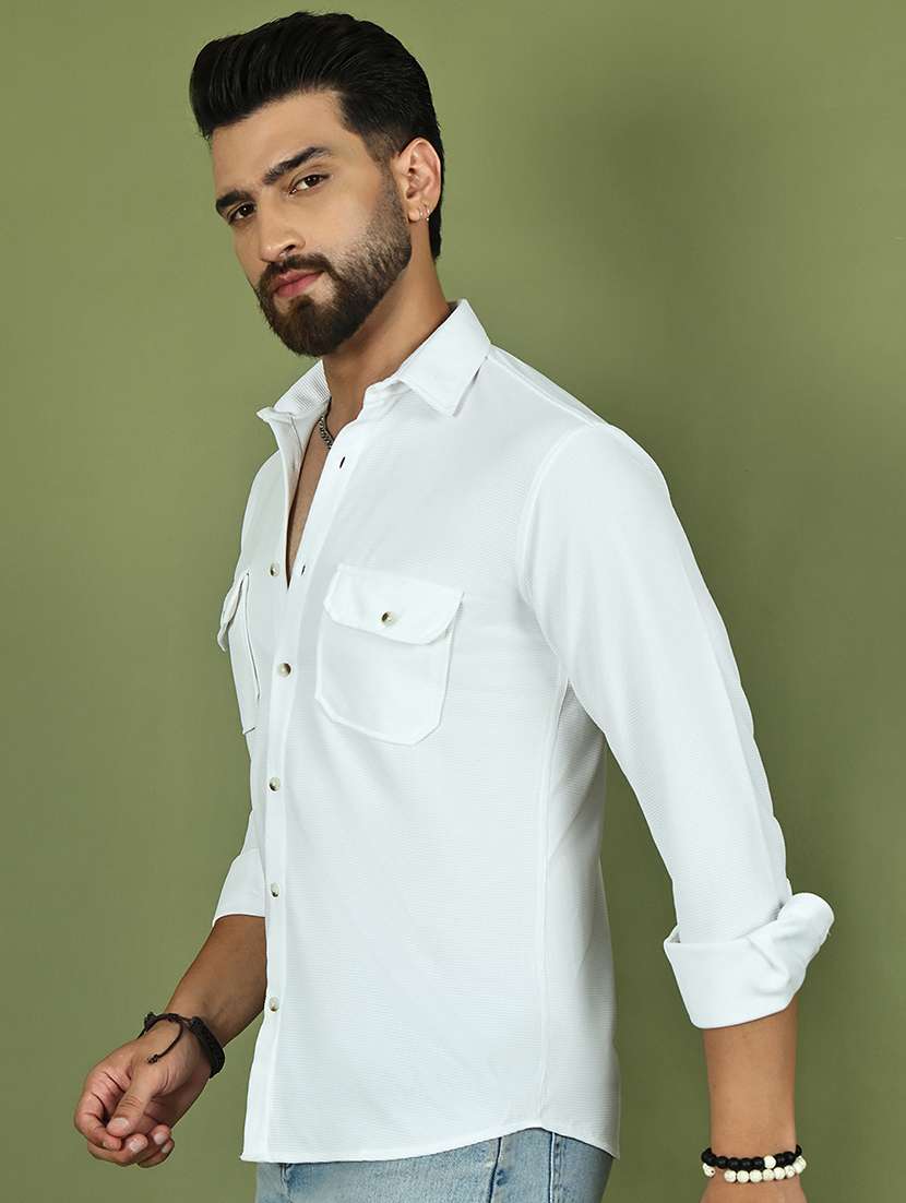 men solid long sleeve regular fit casual shirt - 21977629 -  Standard Image - 4