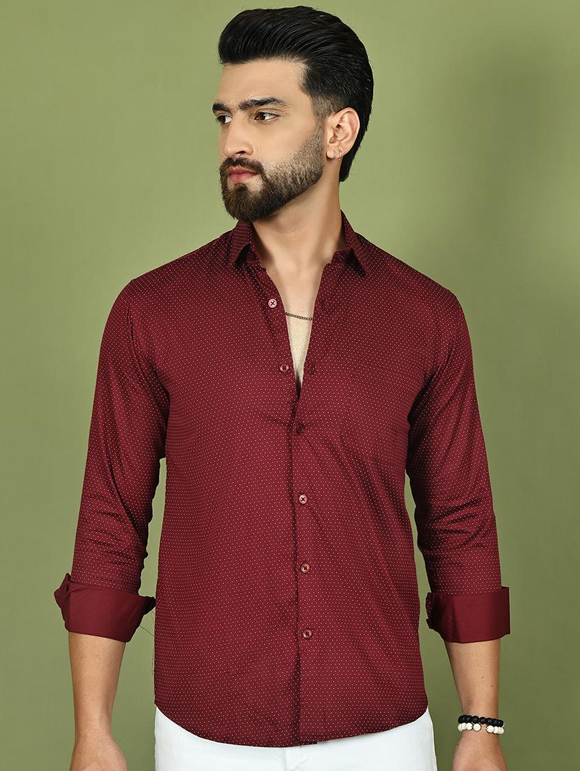 men polka dot long sleeve regular fit casual shirt - 21977630 -  Standard Image - 1