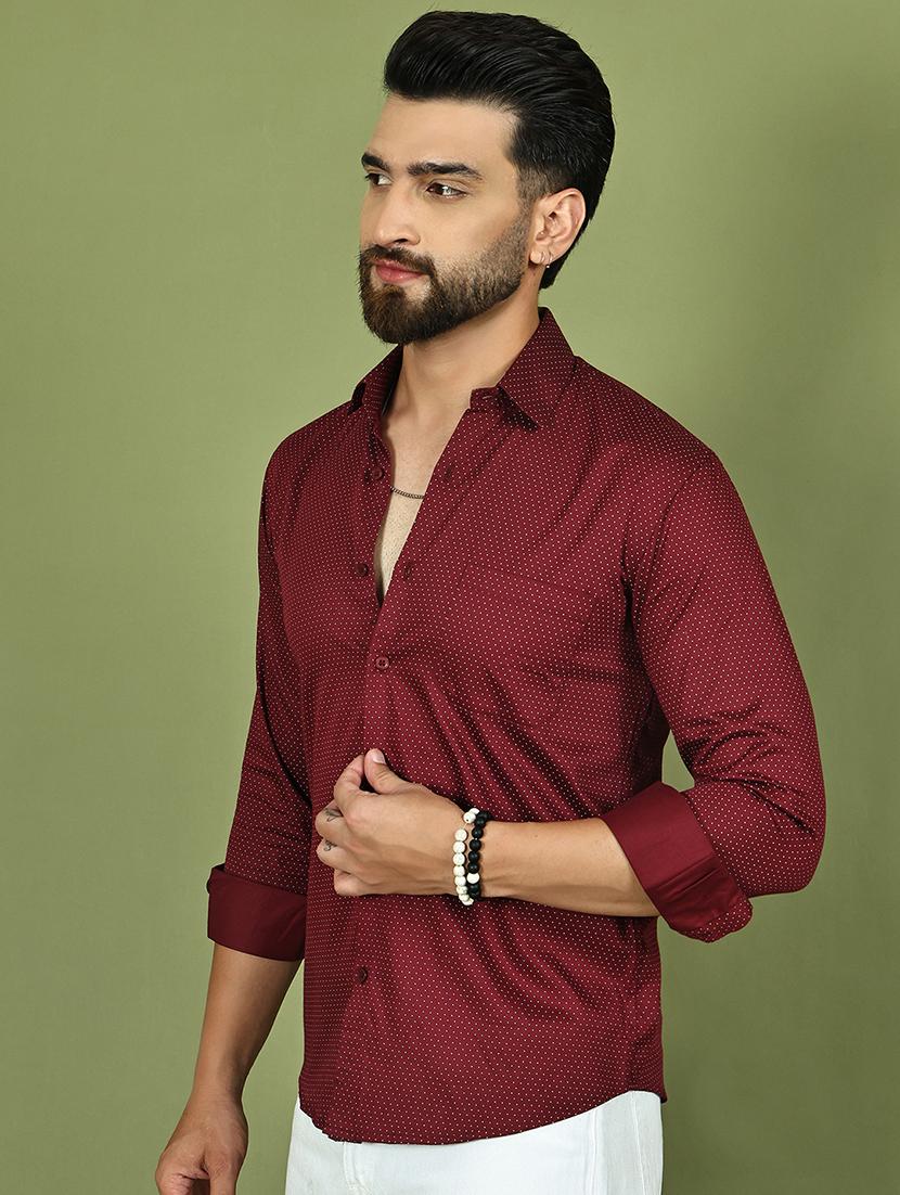 men polka dot long sleeve regular fit casual shirt - 21977630 - Standard Image - 4