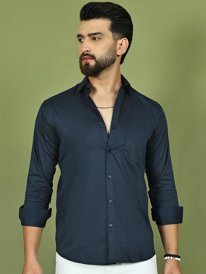 men polka dot long sleeve regular fit casual shirt - 21977631 - Standard Image - 1