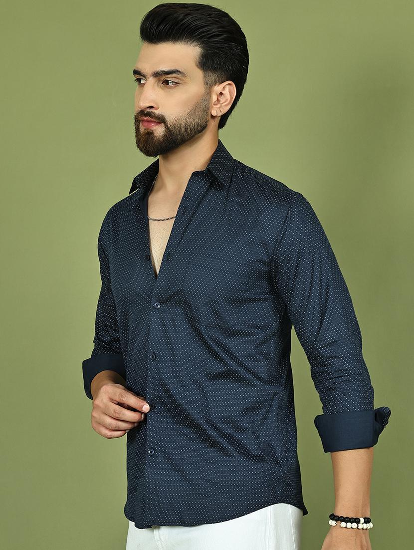 men polka dot long sleeve regular fit casual shirt - 21977631 - Standard Image - 4