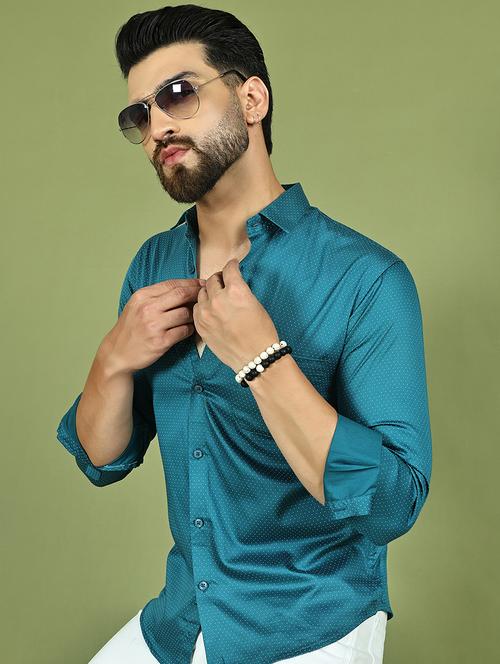 men polka dot long sleeve regular fit casual shirt - 21977632 -  Standard Image - 0