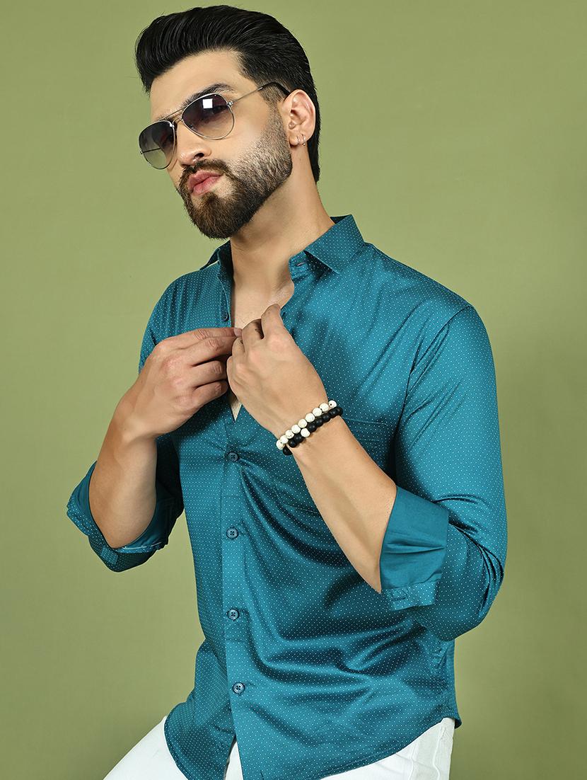 men polka dot long sleeve regular fit casual shirt - 21977632 -  Zoom Image - 0