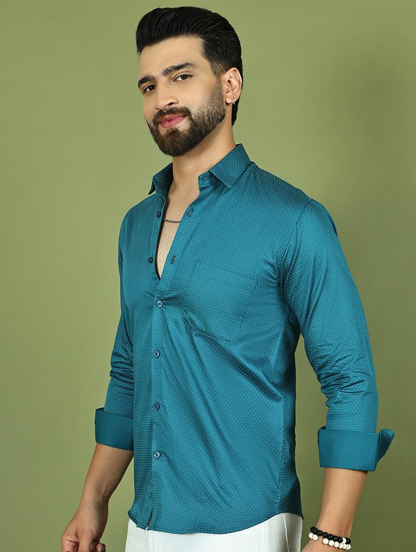 men polka dot long sleeve regular fit casual shirt - 21977632 - Standard Image - 4