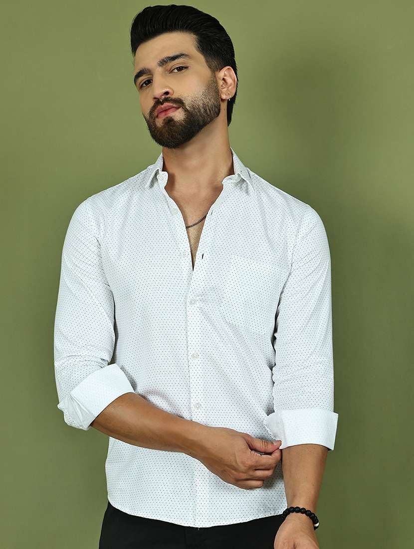 men polka dot long sleeve regular fit casual shirt - 21977633 -  Standard Image - 1