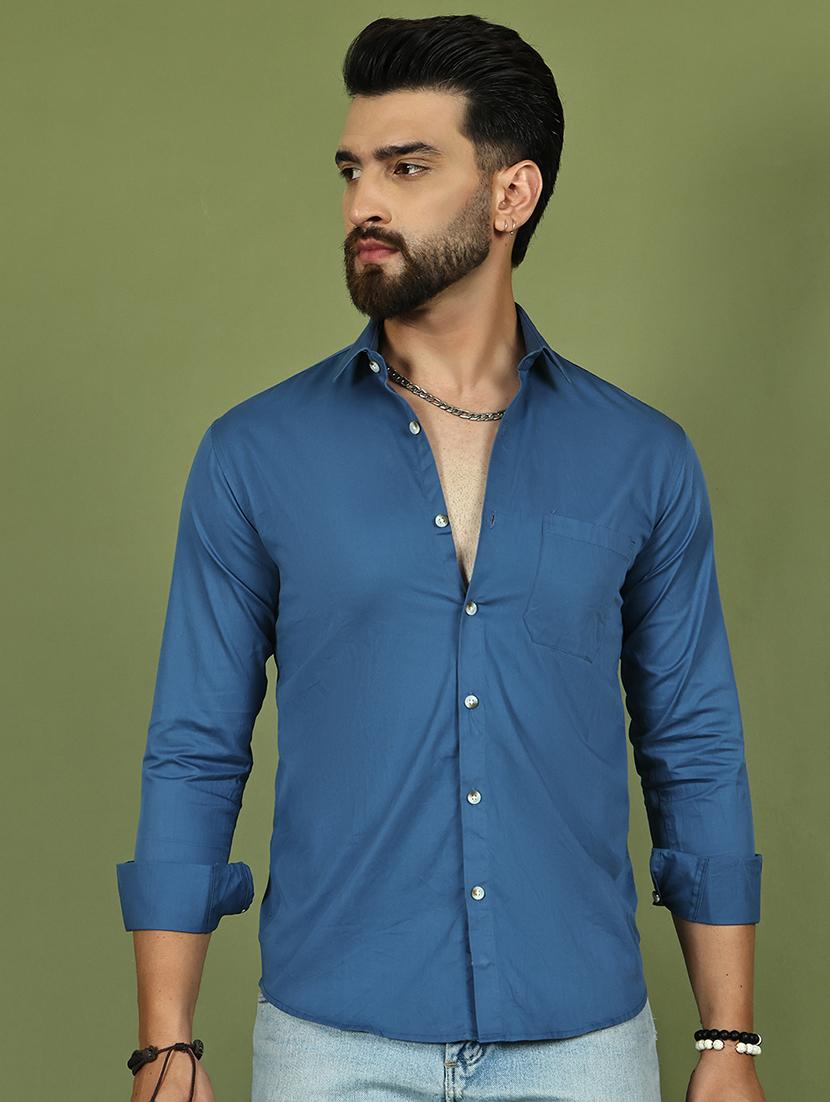men solid long sleeve regular fit casual shirt - 21977634 - Standard Image - 1