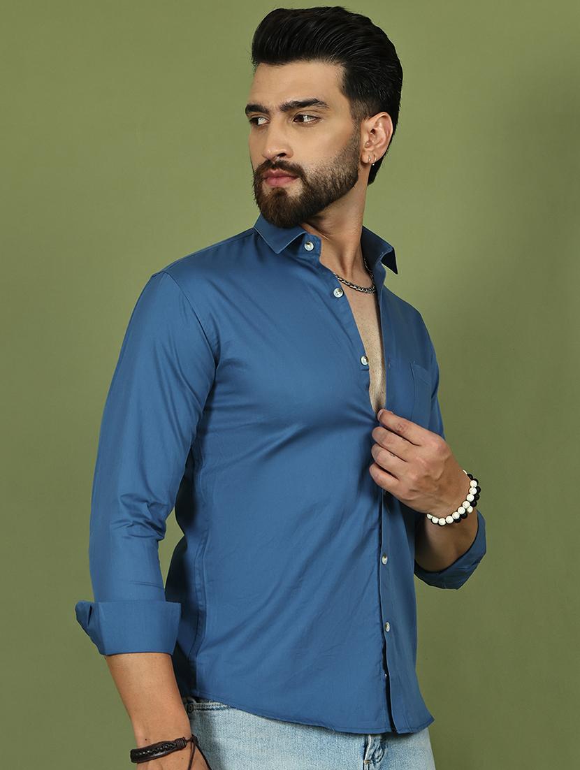 men solid long sleeve regular fit casual shirt - 21977634 - Standard Image - 4