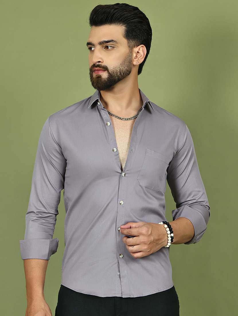 men solid long sleeve regular fit casual shirt - 21977635 -  Standard Image - 1