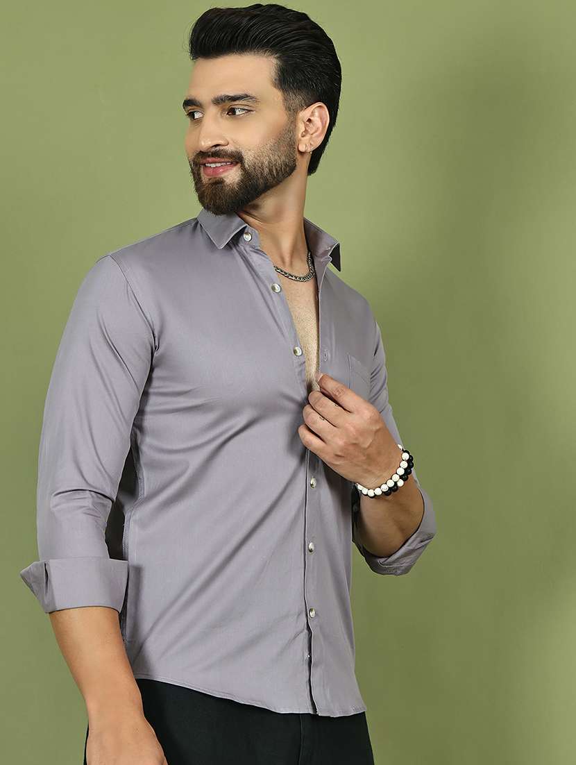 men solid long sleeve regular fit casual shirt - 21977635 -  Standard Image - 4