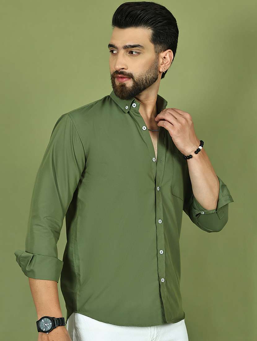 men solid long sleeve regular fit casual shirt - 21977640 -  Standard Image - 1
