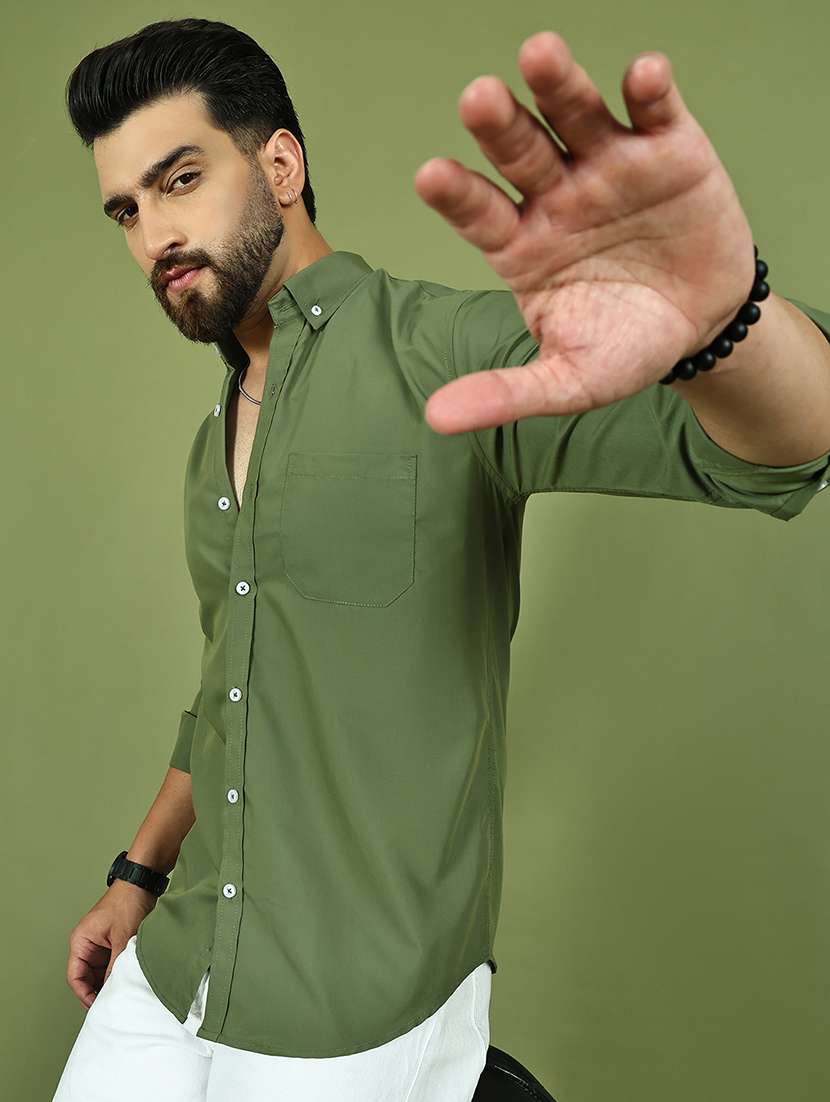 men solid long sleeve regular fit casual shirt - 21977640 -  Standard Image - 4