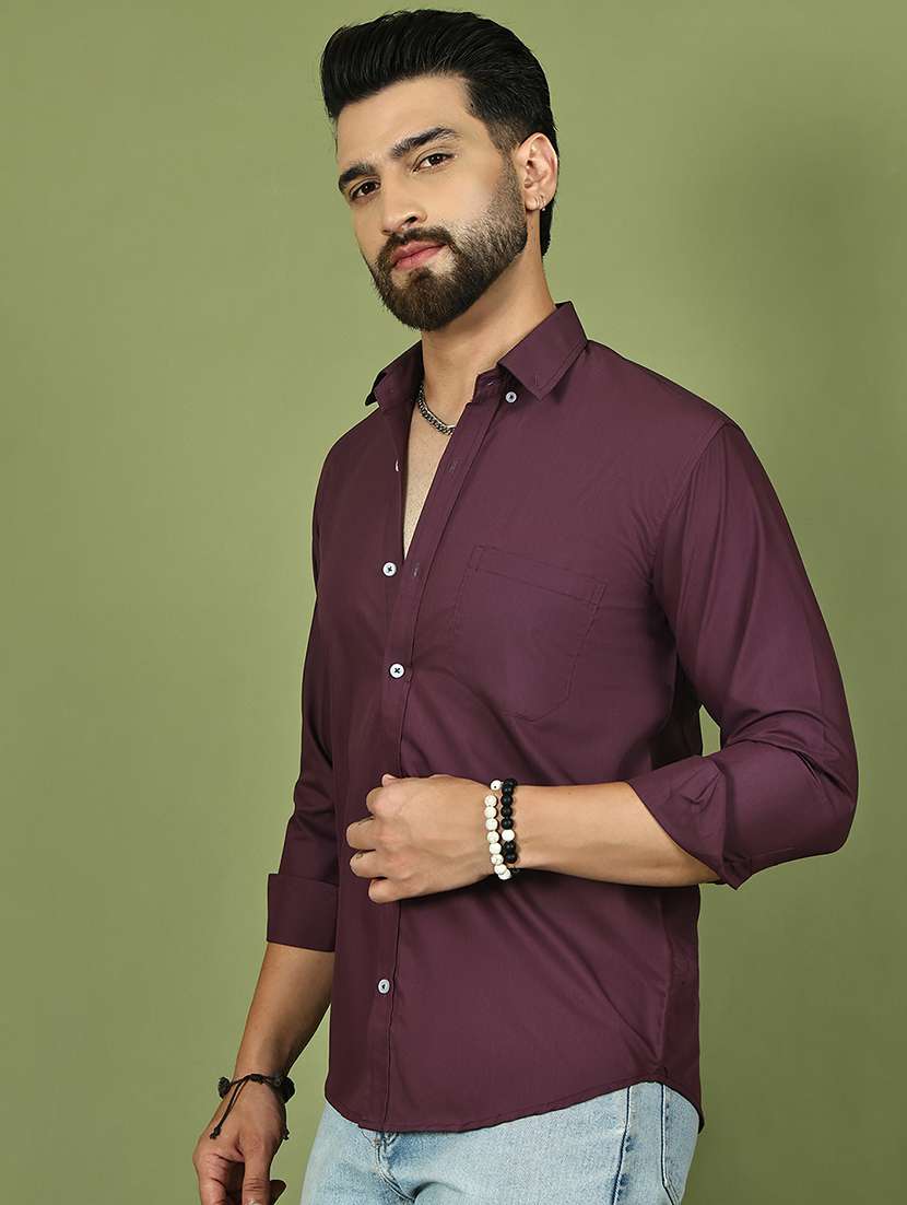 men solid long sleeve regular fit casual shirt - 21977641 - Standard Image - 4