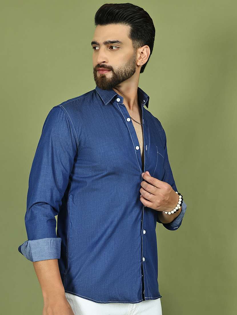 men solid long sleeve regular fit casual shirt - 21977642 -  Standard Image - 1