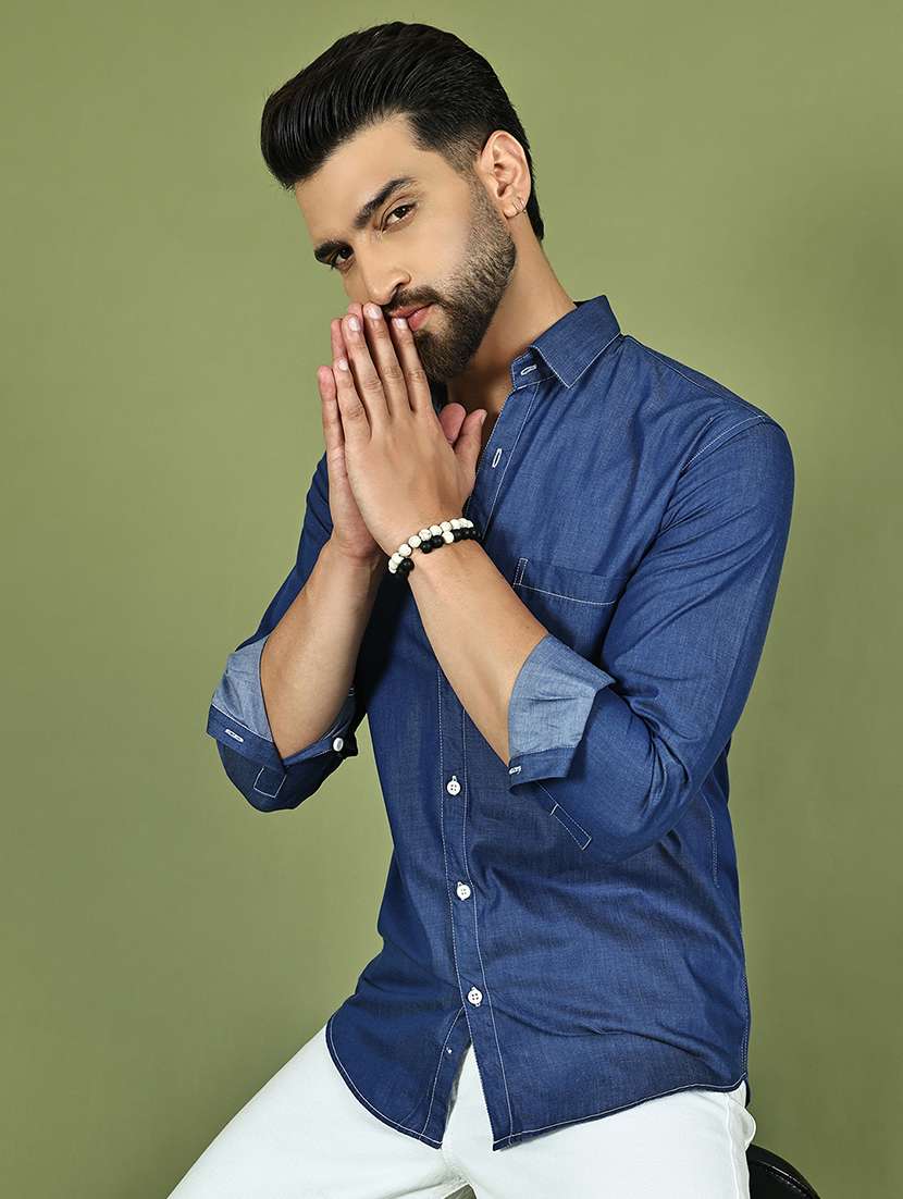 men solid long sleeve regular fit casual shirt - 21977642 -  Standard Image - 4