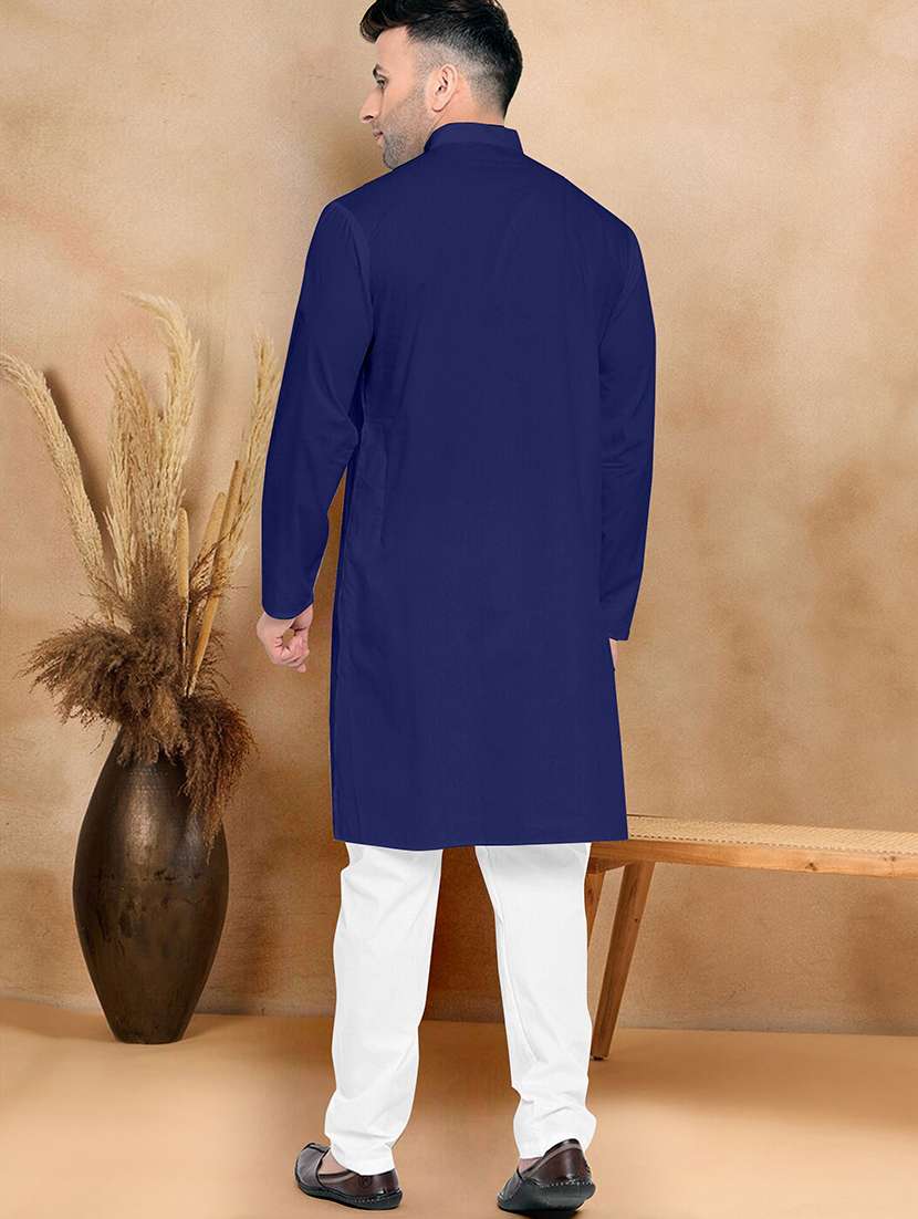 men pack of 2 solid mandarin neck kurta pyjama set - 21977650 -  Standard Image - 4