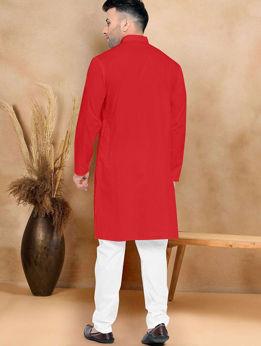 men pack of 2 solid mandarin neck kurta pyjama set - 21977662 -  Standard Image - 4