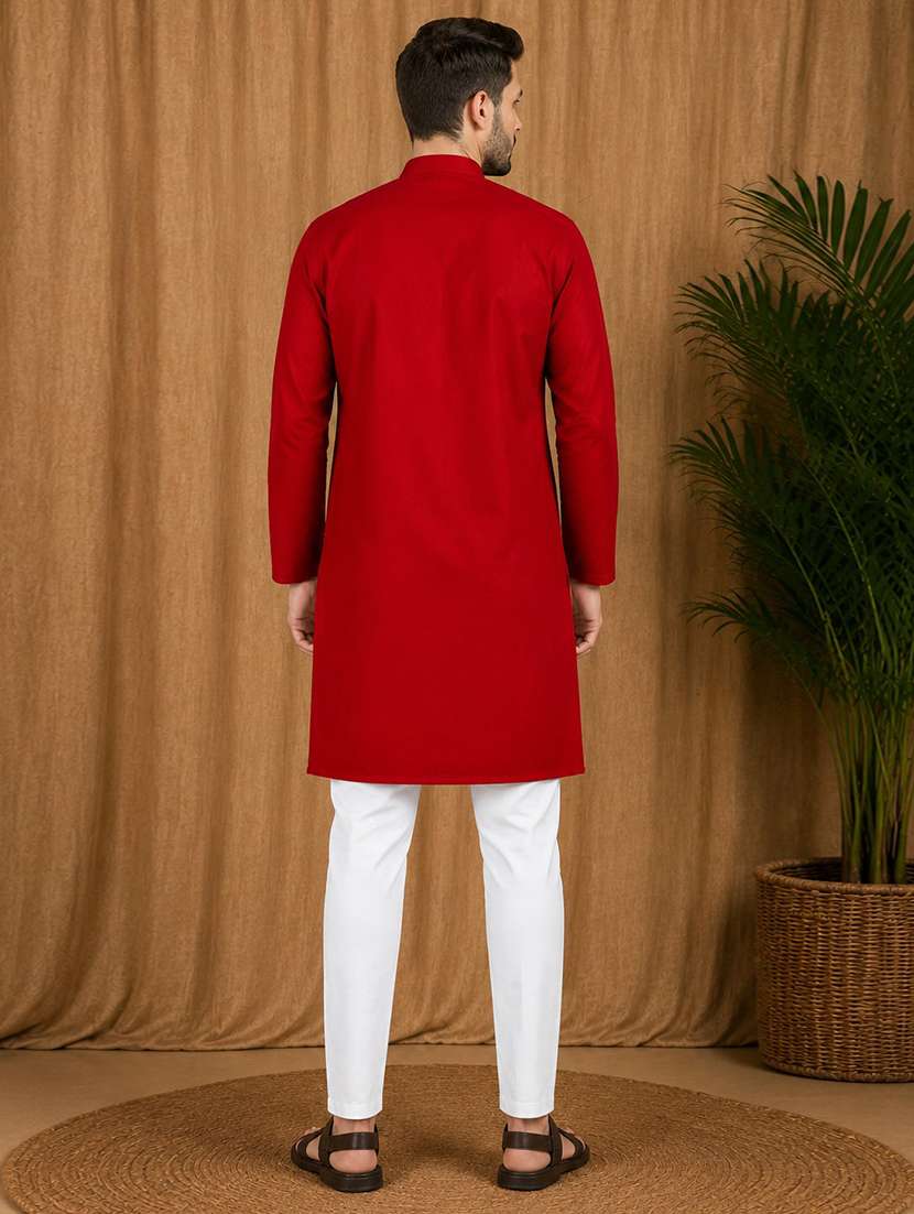 men pack of 2 solid mandarin neck kurta pyjama set - 21977670 -  Standard Image - 4