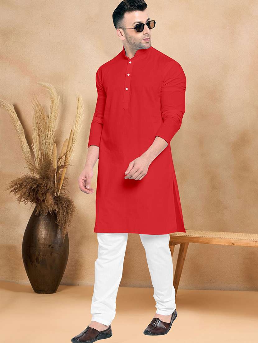 men pack of 2 solid mandarin neck kurta pyjama set - 21977697 -  Standard Image - 1
