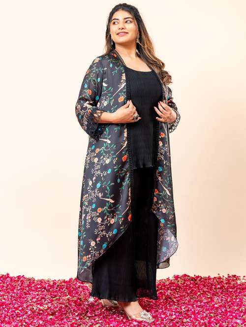 women floral printed round neck fusion set - 21977702 -  Standard Image - 0