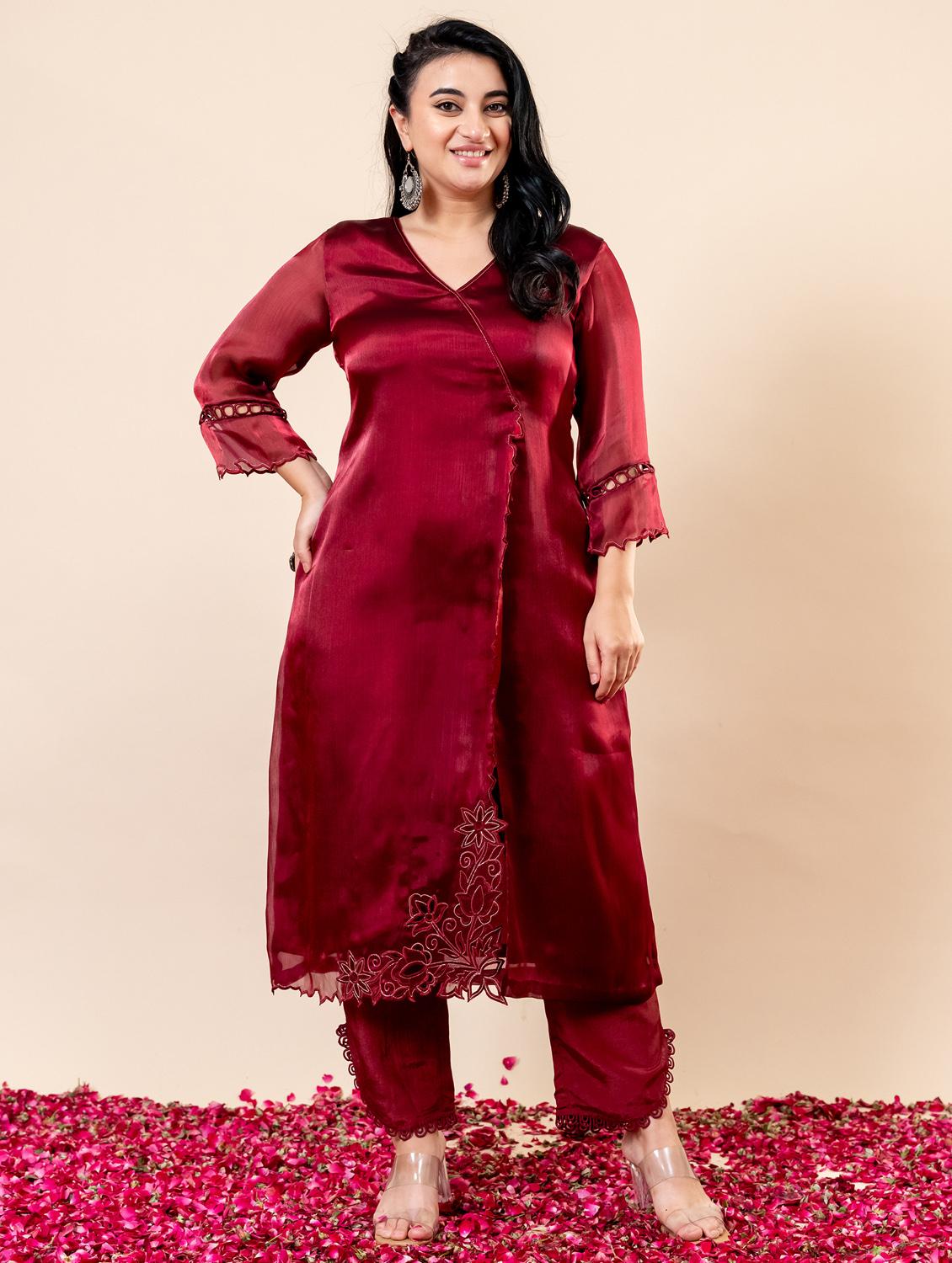 women floral three quarter sleeve kurta pant set - 21977704 - Standard Image - 1