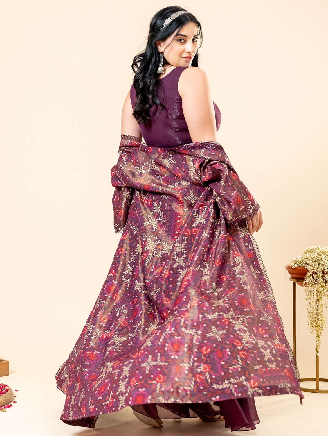 women printed three quarter sleeve fusion set  - 21977710 -  Standard Image - 4