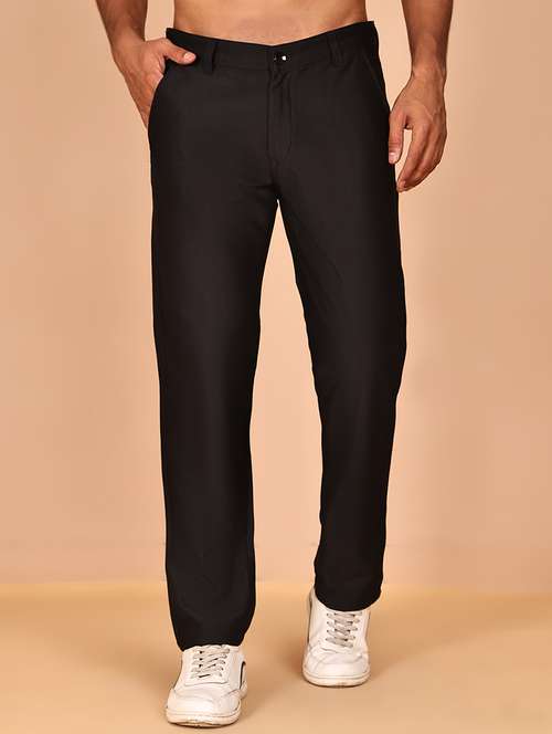 men solid mid rise flat front casual chinos - 21977714 - Standard Image - 0
