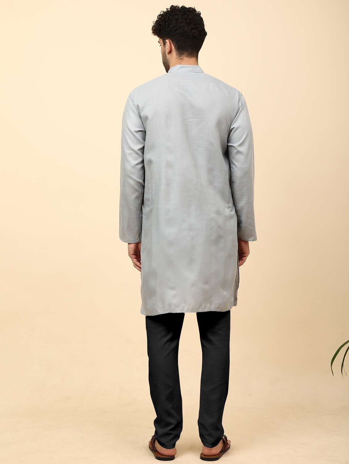 men pack of 2 solid mandarin neck kurta pyjama ethnic wear set - 21977732 -  Standard Image - 4