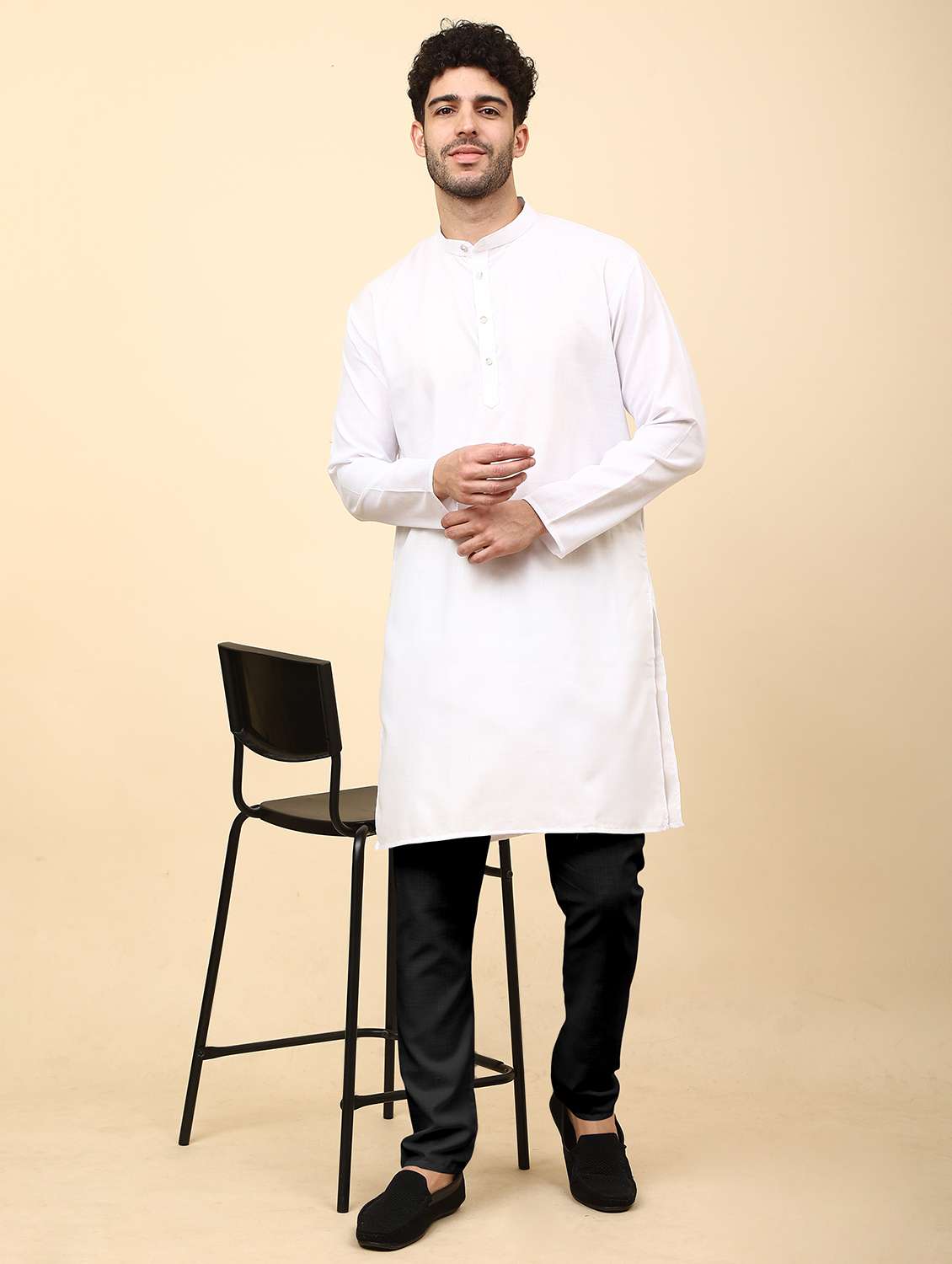 men pack of 2 solid mandarin neck kurta pyjama ethnic wear set - 21977740 -  Standard Image - 1