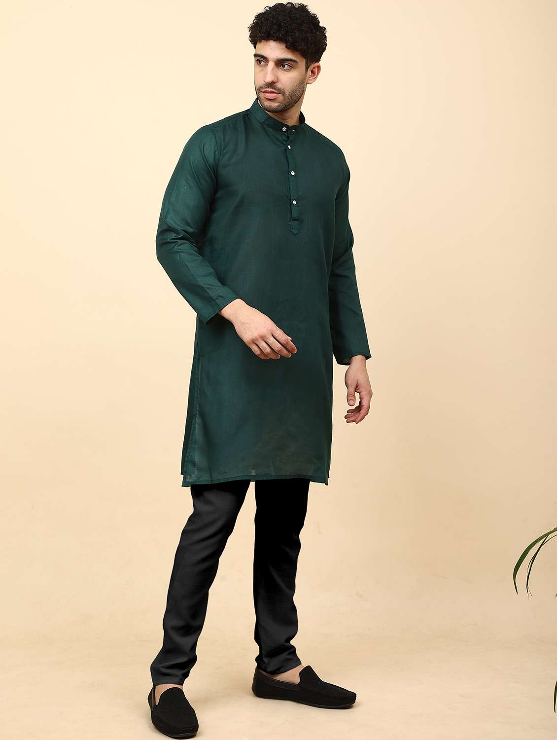 men pack of 2 solid mandarin neck kurta pyjama ethnic wear set - 21977742 -  Standard Image - 1