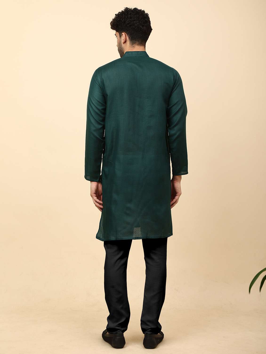 men pack of 2 solid mandarin neck kurta pyjama ethnic wear set - 21977745 -  Standard Image - 4